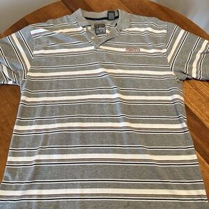 Vintage Mecca Velour Striped Baggy Hip Hop Short Sleeve Polo Shirt XXL
